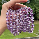Purple Azeztulite Crystal Beaded Bracelet Natural Stone Gemstone Jewelry Crystal Bracelet Fashion Gift for Women Men Handmade
