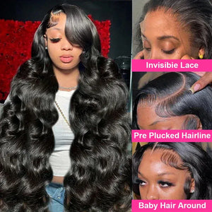 Raw Peruvian Body Wave 250% Density 13x6 HD Lace Front Human Hair Wigs 13x4 Frontal Wigs Women Glueless Closure Wigs