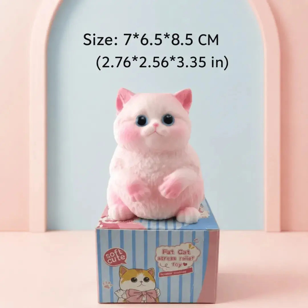 Realistic cat squishy fidget toy with soft flocked surface, slow-rising sensory toy for stress relief and tactile fun.