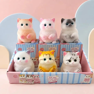 Realistic Cat Squishy Fidget Toy, Soft Flocked Slow Rising Sensory Squeeze