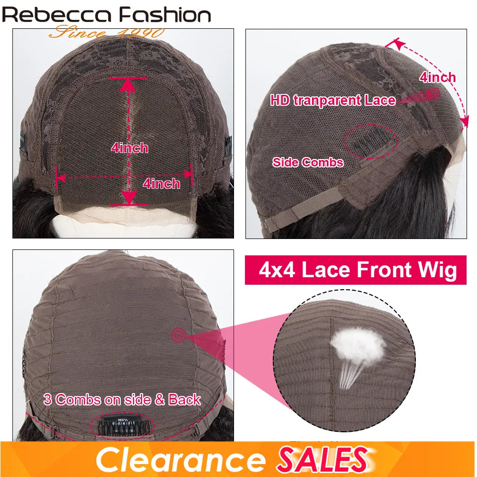 Rebecca 4X4 Straight Lace Front Wig Bone Straight Human Hair For Women Human Lace Wigs Brazilian Lace Wigs Straight Frontal Wigs