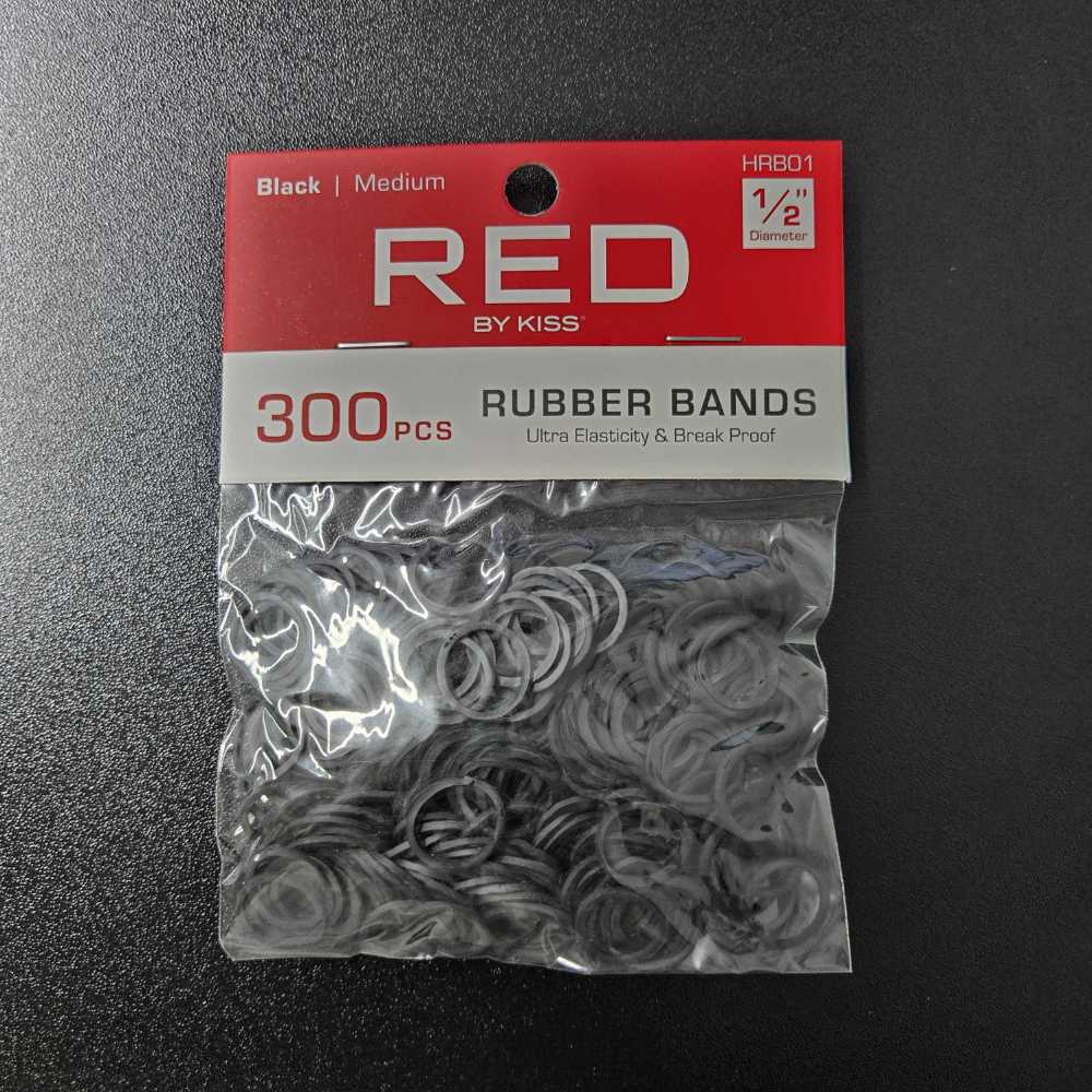 Red by Kiss Black Rubber Bands 300pcs