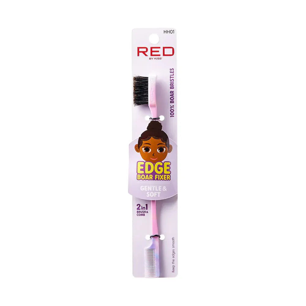 Red by Kiss Kids Patterned 2-in-1 Brush & Comb Edge Boar Fixer