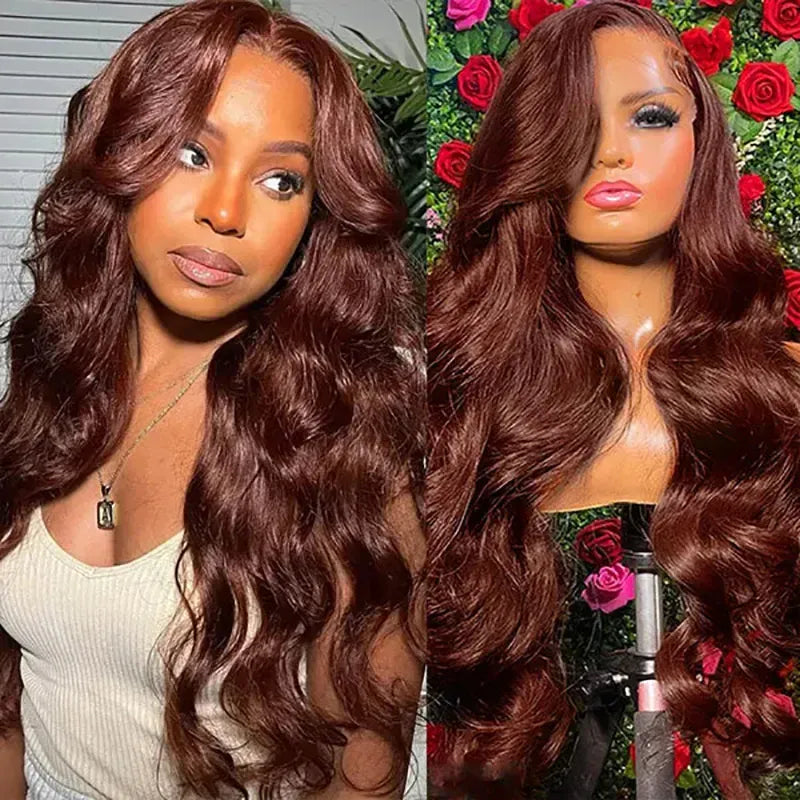 Reddish Brown 13x4 Body Wave Lace Frontal Wigs Human Hair 13x6 Hd Lace Frontal Wigs Human Hair Wigs Pre Plucked 4x4 Closure Wig