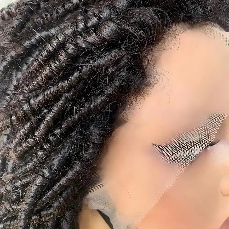 Short Afro Curly Twist 13x4 Lace Front Remy Brazilian Human Hair Glueless Wig