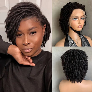 Short Afro Curly Twist 13x4 Lace Front Remy Brazilian Human Hair Glueless Wig