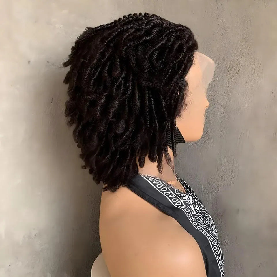 Short Afro Curly Twist 13x4 Lace Front Remy Brazilian Human Hair Glueless Wig