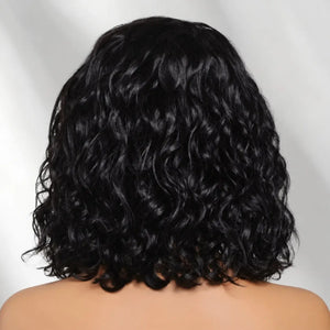 (Rhea) Loose Wave Bob Human Hair Wig, 6x4 Minimalist Lace C-Side Part, Glueless No-Slip Cap, 220% Density