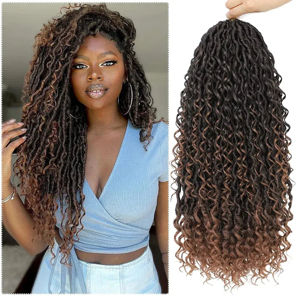 River Locs Wavy Crochet With Curly Hair 18 Inch In Middle Ends Braids Hair Extensions Synthetic River Locs Crochet Hair Braids