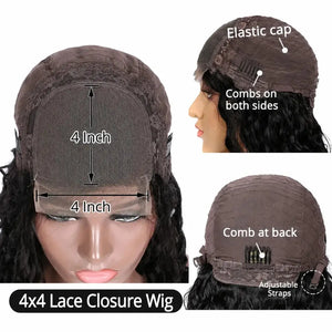 (Rocka Fella) Deep Wave Bob Human Hair HD Lace Front Wig 13x4 or 4x4 Closure, Brazilian Hair, 150-200% Density