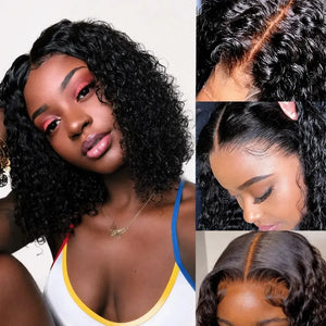 (Rocka Fella) Deep Wave Bob Human Hair HD Lace Front Wig 13x4 or 4x4 Closure, Brazilian Hair, 150-200% Density
