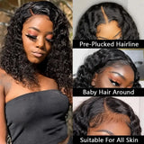 (Rocka Fella) Deep Wave Bob Human Hair HD Lace Front Wig 13x4 or 4x4 Closure, Brazilian Hair, 150-200% Density