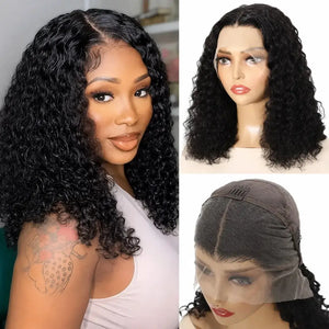 (Rocka Fella) Deep Wave Bob Human Hair HD Lace Front Wig 13x4 or 4x4 Closure, Brazilian Hair, 150-200% Density