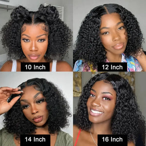(Rocka Fella) Deep Wave Bob Human Hair HD Lace Front Wig 13x4 or 4x4 Closure, Brazilian Hair, 150-200% Density