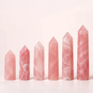 Rose Quartz Crystal Tower, 6-Sided Pink Gemstone Point for Meditation & Spiritual Decor