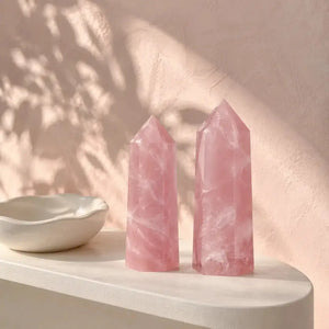 Rose Quartz Crystal Tower, 6-Sided Pink Gemstone Point for Meditation & Spiritual Decor