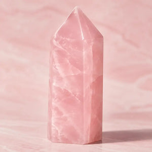 Rose Quartz Crystal Tower, 6-Sided Pink Gemstone Point for Meditation & Spiritual Decor