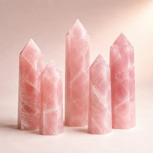 Rose Quartz Crystal Tower, 6-Sided Pink Gemstone Point for Meditation & Spiritual Decor