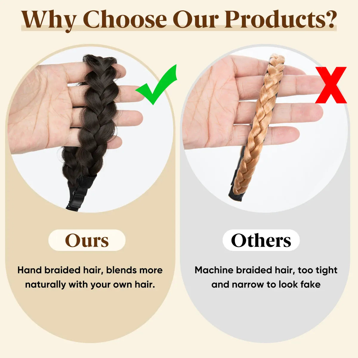 Sarah's synthetic French braided headband/hairband, a bohemian-style hair accessory for women, perfect for creating braided hair