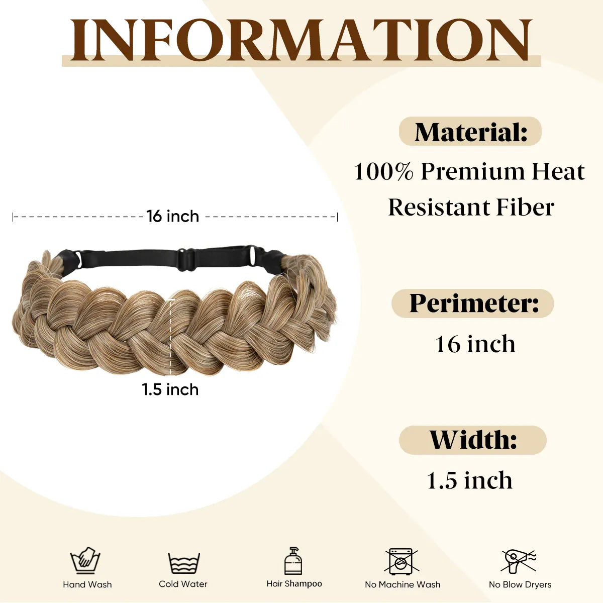 Sarah's synthetic French braided headband/hairband, a bohemian-style hair accessory for women, perfect for creating braided hair