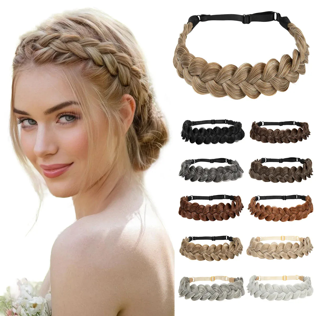 Sarah's synthetic French braided headband/hairband, a bohemian-style hair accessory for women, perfect for creating braided hair