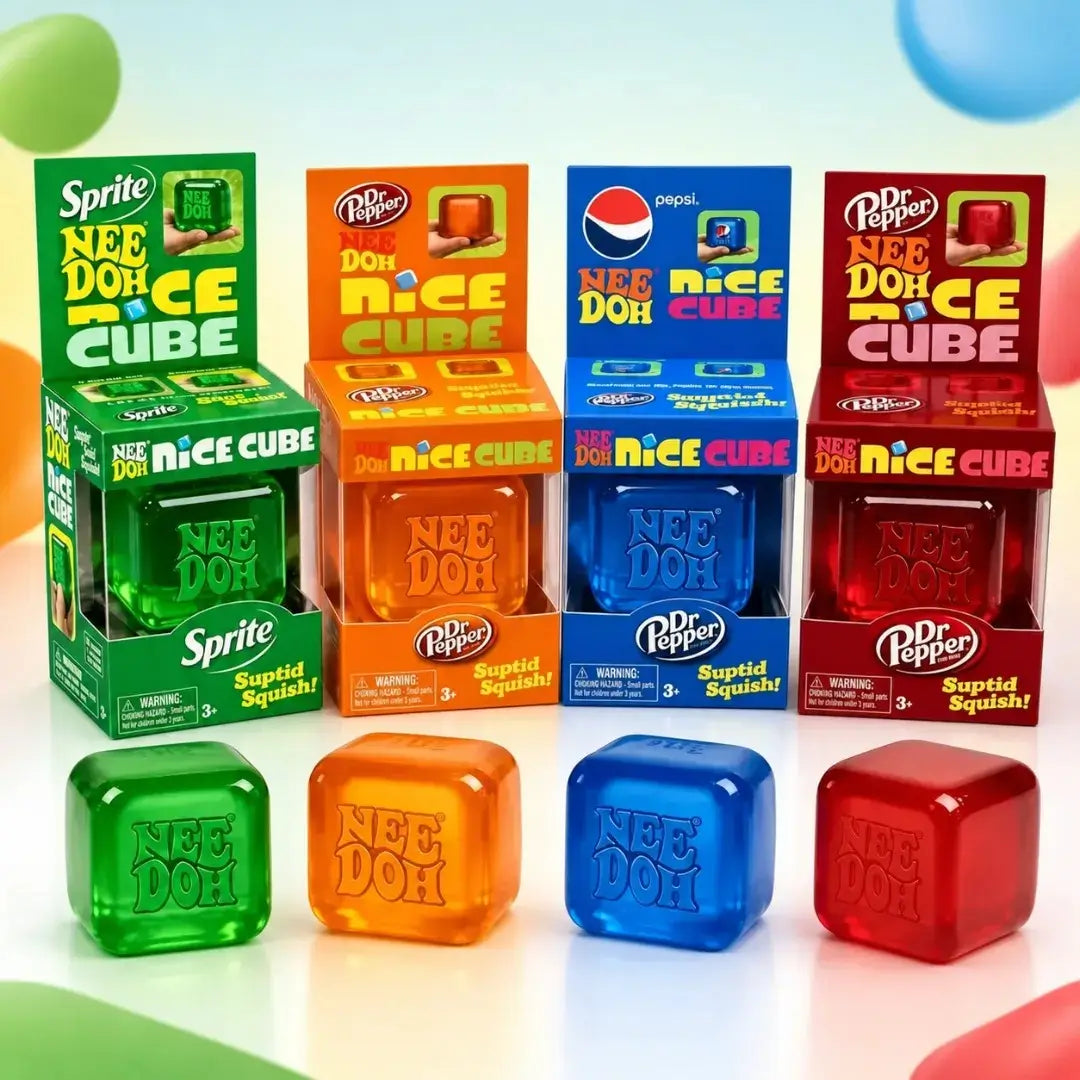Schylling NeeDoh Dr. Pepper Nice Cube Squishy Fidget Toy, Sensory Stress Relief Squeeze