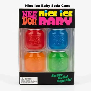 Schylling NeeDoh Mini 4-Piece Set Squishy Fidget Toys, Teenie Swirl, Cool Cats, Nice Ice Baby, Soda Cans & Nice Cubes