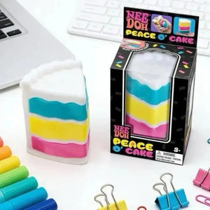 Schylling NeeDoh Peace O' Cake Squishy Fidget Toy, Rainbow Cake & Pizza Sensory Stress Relief Squeeze