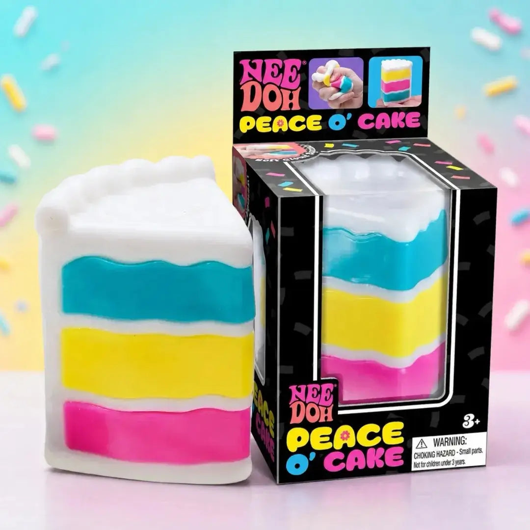Schylling NeeDoh Peace O' Cake Squishy Fidget Toy, Rainbow Cake & Pizza Sensory Stress Relief Squeeze