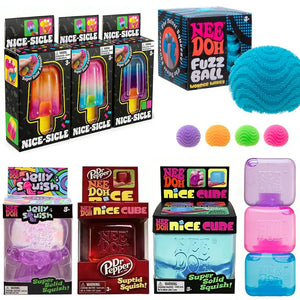 Schylling NeeDoh Squishy Fidget Toy, Slow Rebound Sensory Toy, Popsicle Jellyfish Ice Cube or Fuzz Ball for Kids and Adults