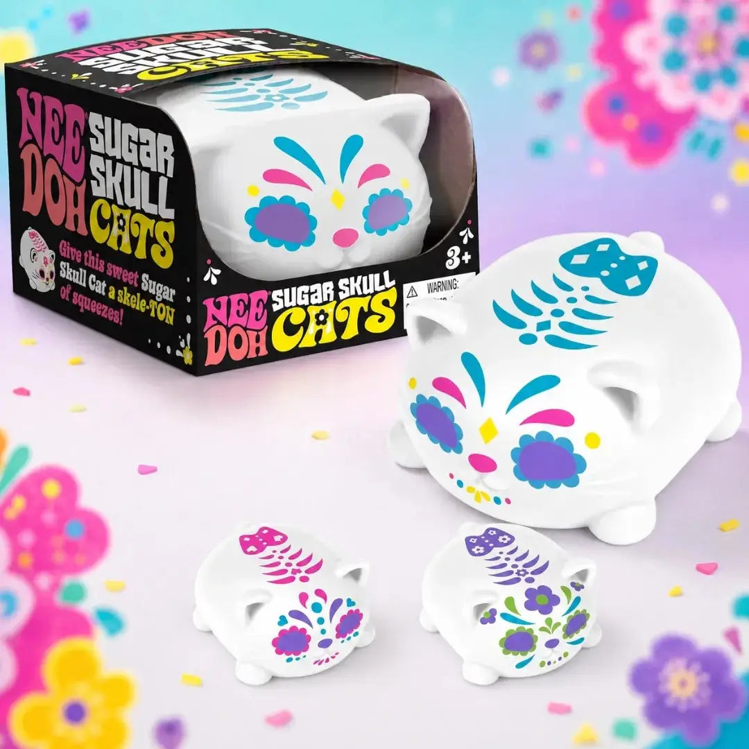 Schylling NeeDoh Sugar Skull Cats Squishy Fidget Toy, Buttery Soft Sensory Stress Relief Squeeze