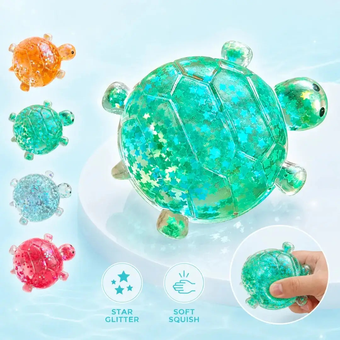 Sea Turtle Squishy Fidget Toy, 7cm Soft TPR Sensory Stress Relief Squeeze Ball, Multicolor