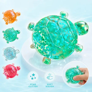 Sea Turtle Squishy Fidget Toy, 7cm Soft TPR Sensory Stress Relief Squeeze Ball, Multicolor