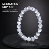 Selenite Stone Bracelet, Crystal Gemstone Stretch Beads 6mm 8mm 10mm for Women and Men