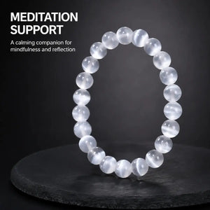 Selenite Stone Bracelet, Crystal Gemstone Stretch Beads 6mm 8mm 10mm for Women and Men