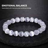 Selenite Stone Bracelet, Crystal Gemstone Stretch Beads 6mm 8mm 10mm for Women and Men