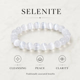 Selenite Stone Bracelet, Crystal Gemstone Stretch Beads 6mm 8mm 10mm for Women and Men
