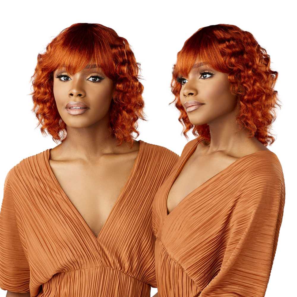 Sensationnel Empire Bob with Bangs Human Hair Wig - Wavy Cut 12