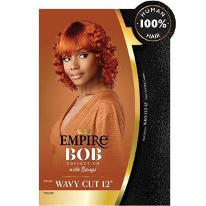 Sensationnel Empire Bob with Bangs Human Hair Wig - Wavy Cut 12