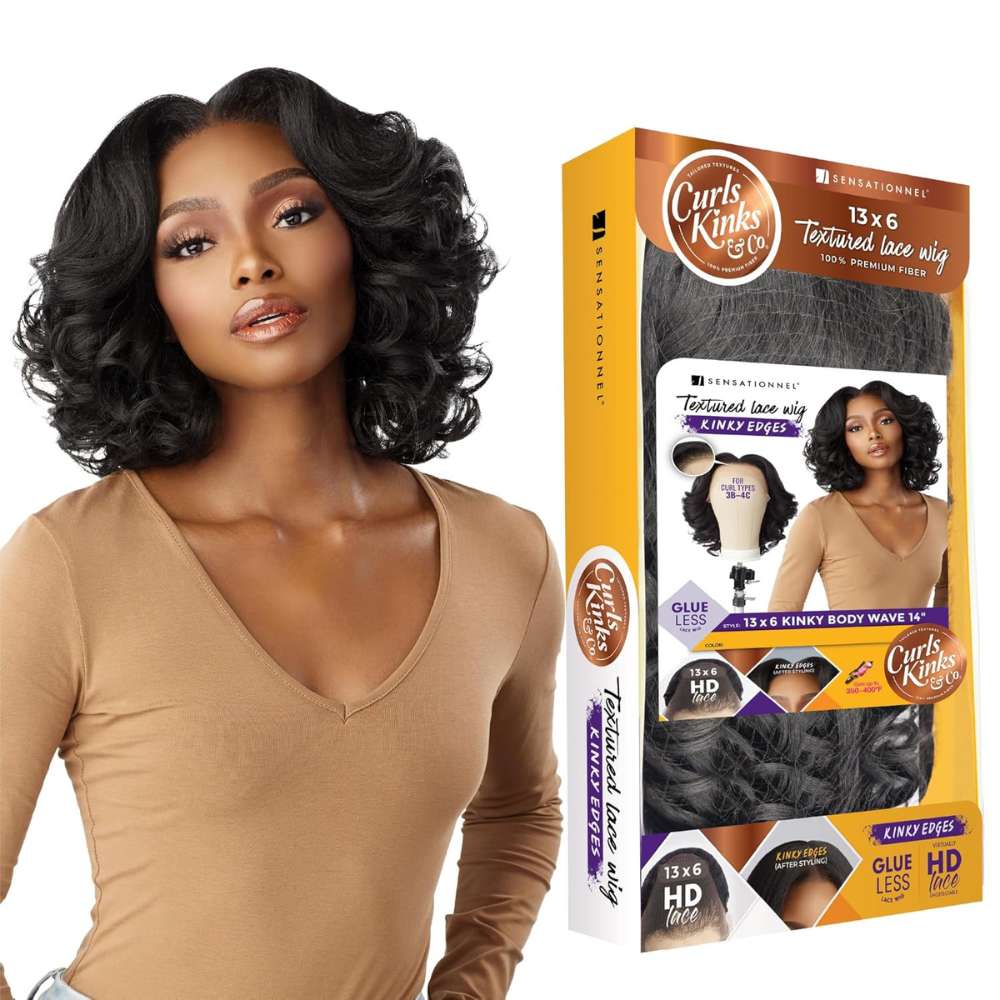 Sensationnel Kinky Edges 13x6 HD Lace Wig - Kinky Body Wave 14"