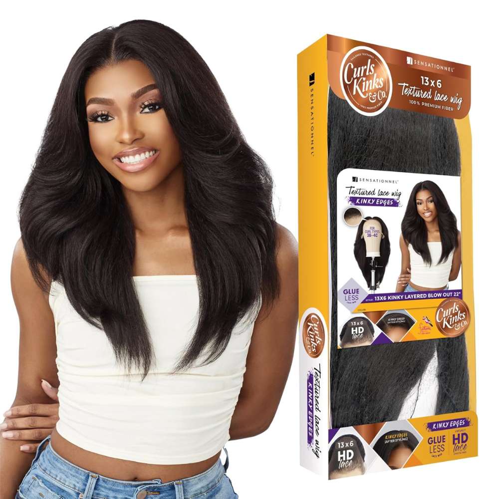 Sensationnel Kinky Edges 13x6 HD Lace Wig - Kinky Layered Blow Out 22"