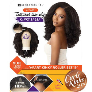 Sensationnel Kinky Edges Synthetic Y-Part HD Lace Wig - Kinky Roller Set 16"