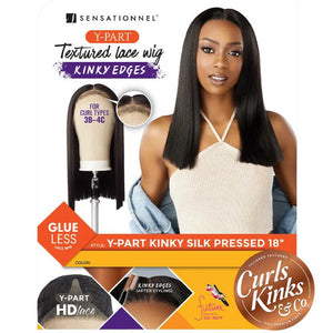 Sensationnel Kinky Edges Synthetic Y-Part Lace Wig - Pressed 18"