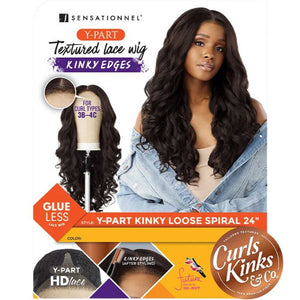 Sensationnel Kinky Edges Textured Lace Wig - Y-Part Kinky Loose Spiral 24"