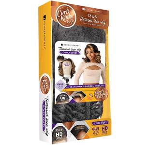 Sensationnel Synthetic Kinky Edges HD Lace Wig - 13 x 6 Kinky Barrel Curl 14"