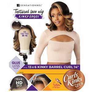 Sensationnel Synthetic Kinky Edges HD Lace Wig - 13 x 6 Kinky Barrel Curl 14"