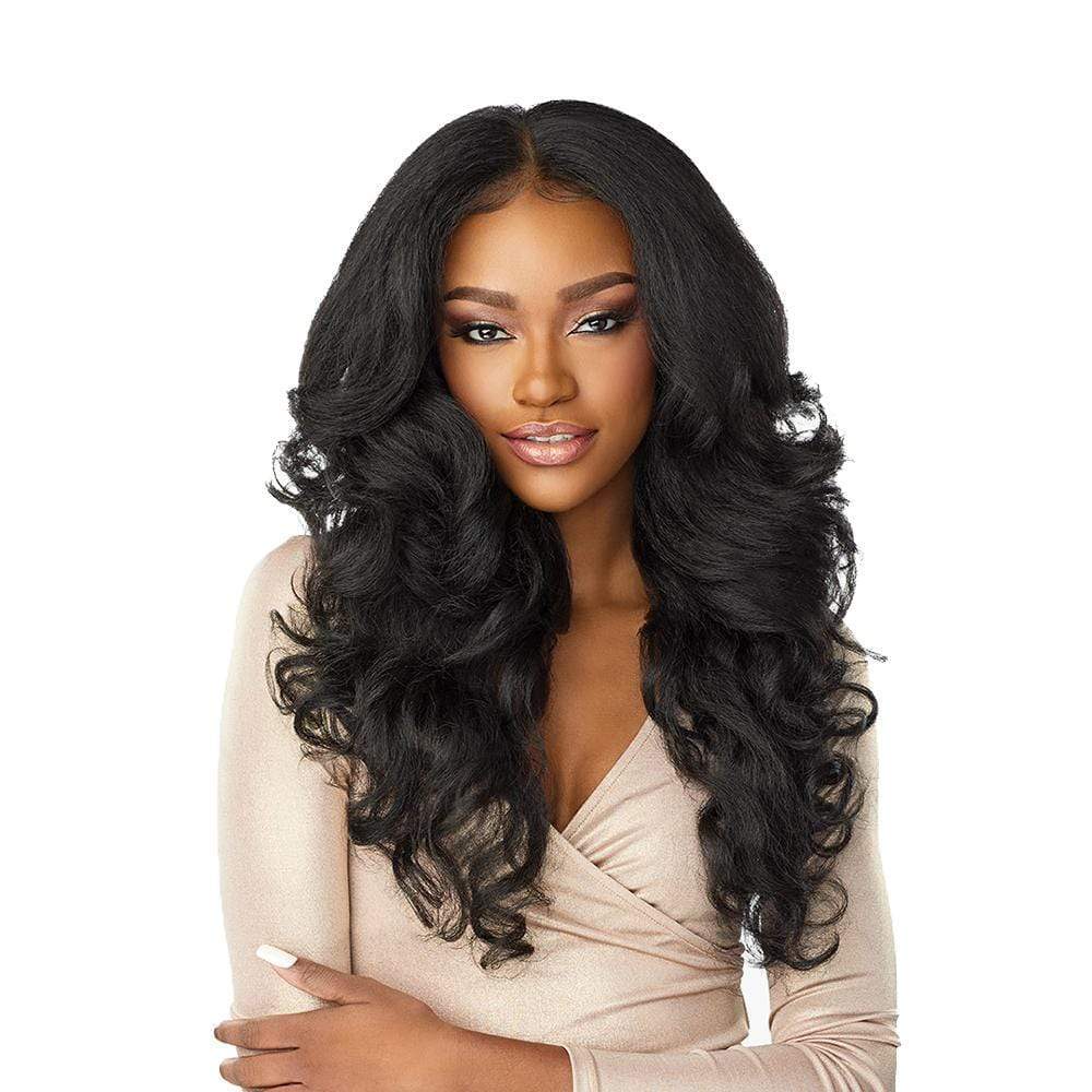 Sensationnel Latisha 13x6 Frontal Lace Synthetic Wig - Voluminous dark curly hairdo in natural black shade