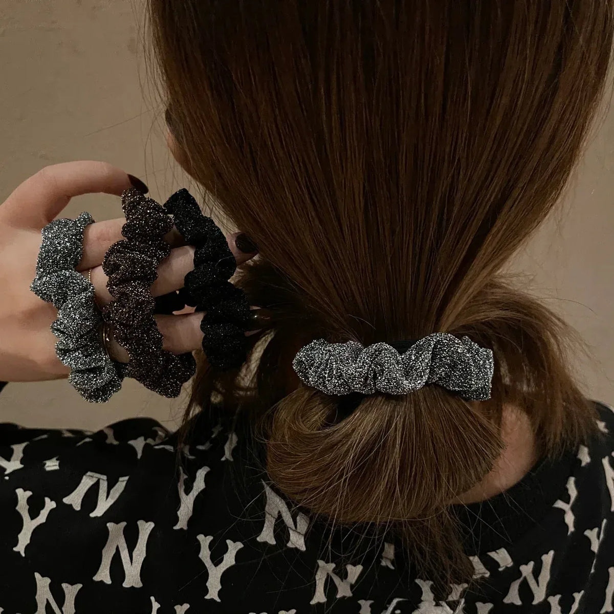 Sequin Fashion Exquisite Shiny Large Hair Loop Ponytail Holders Rubber Bands Hair Accessories For Women Party Hair Tie