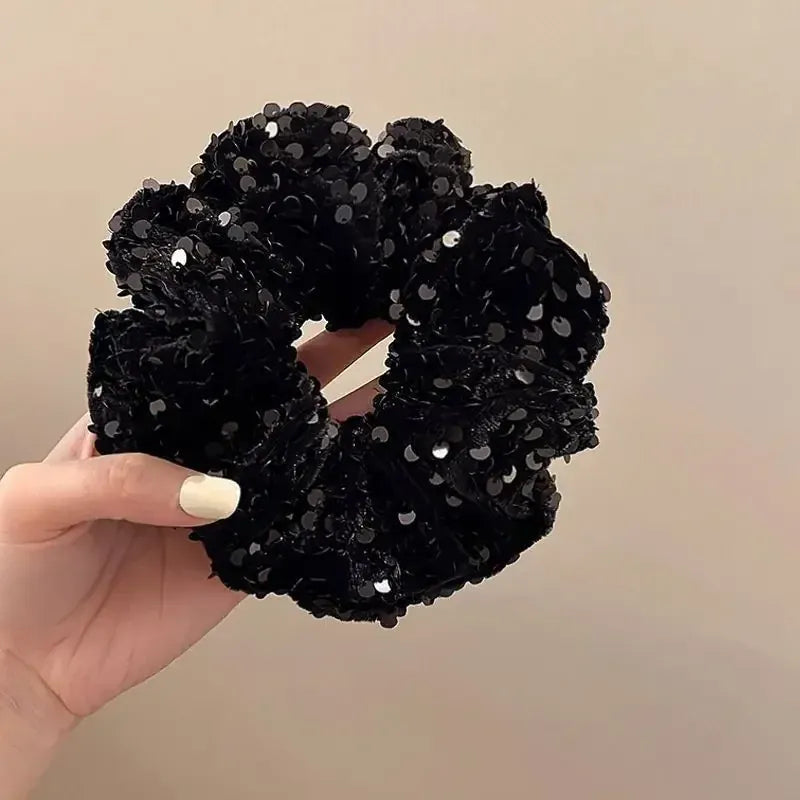 Sequin Fashion Exquisite Shiny Large Hair Loop Ponytail Holders Rubber Bands Hair Accessories For Women Party Hair Tie