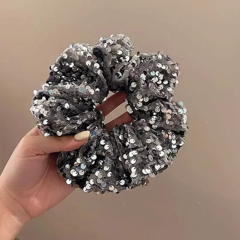 Sequin Fashion Exquisite Shiny Large Hair Loop Ponytail Holders Rubber Bands Hair Accessories For Women Party Hair Tie